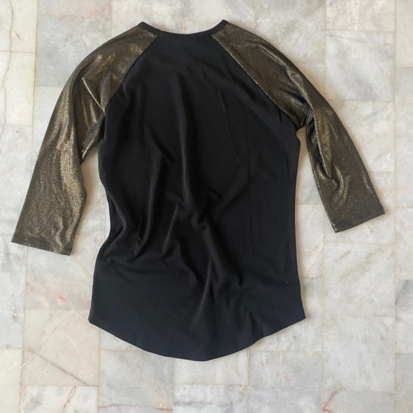 Metallic Lularoe Randy Baseball Tee Elegant Collection Gold & Black Ladies Small - Picture 3 of 8